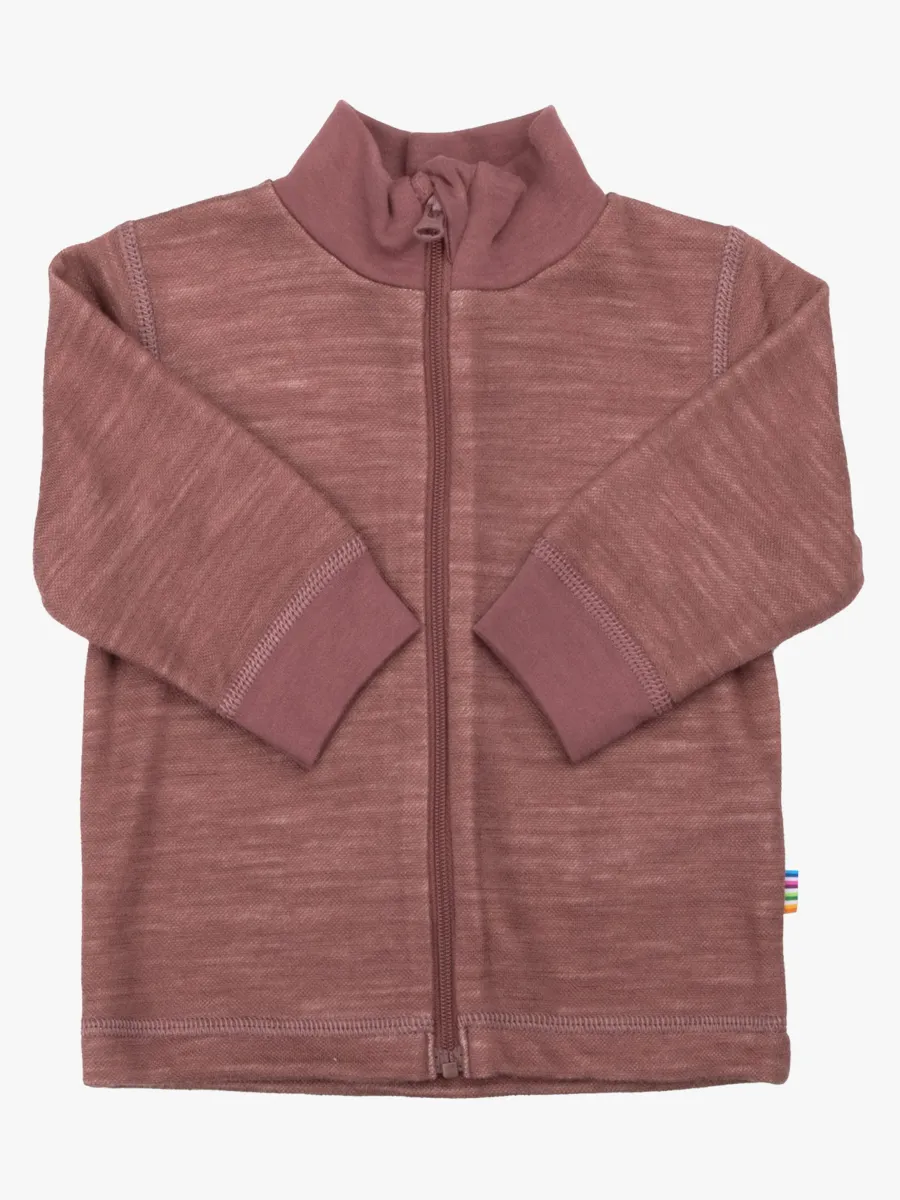 Joha Tröja Zip Merinomix, Dark Rose, 100