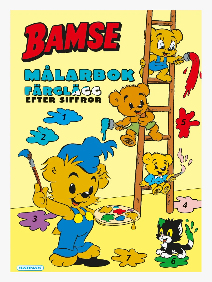 Kärnan Bamse Färglägg Efter Siffror Målarbok