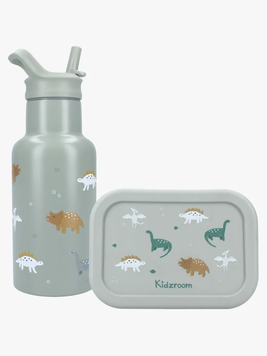 Kidzroom Stainless Steel Flaska &  Silikon Matlåda Small Talk, Grön
