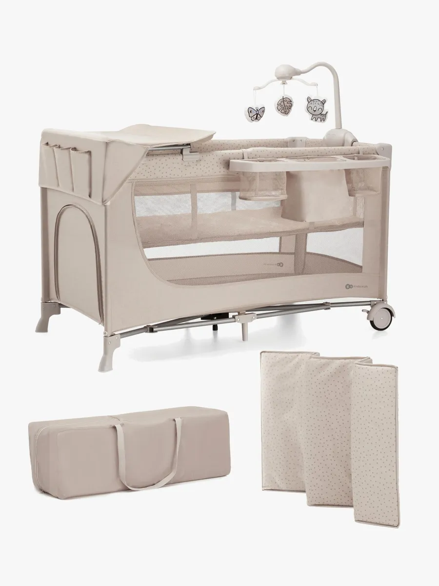 Kinderkraft JOY 2 Resesäng med Tillbehör, Beige