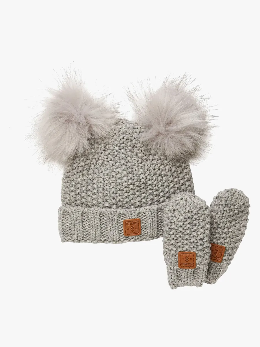 Kombi Adorable Mössa och Vantar, Light Heather Gray, S