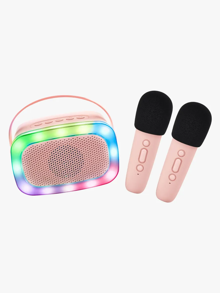 Lalarma Karaokeset med LED-ljus &  2 Mikrofoner, Rosa