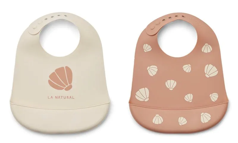 Liewood haklapp silikon Tilda 2-pack, snäcka/pale tuscany