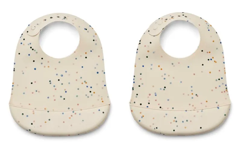 Liewood haklapp silikon Tilda 2-pack, splash dots/snäckor