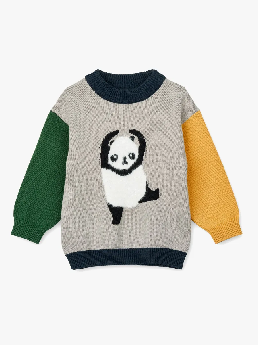 LIEWOOD Orlane  Stickad Tröja, Panda/Mist/Classic Navy Multi Mix, 110-116
