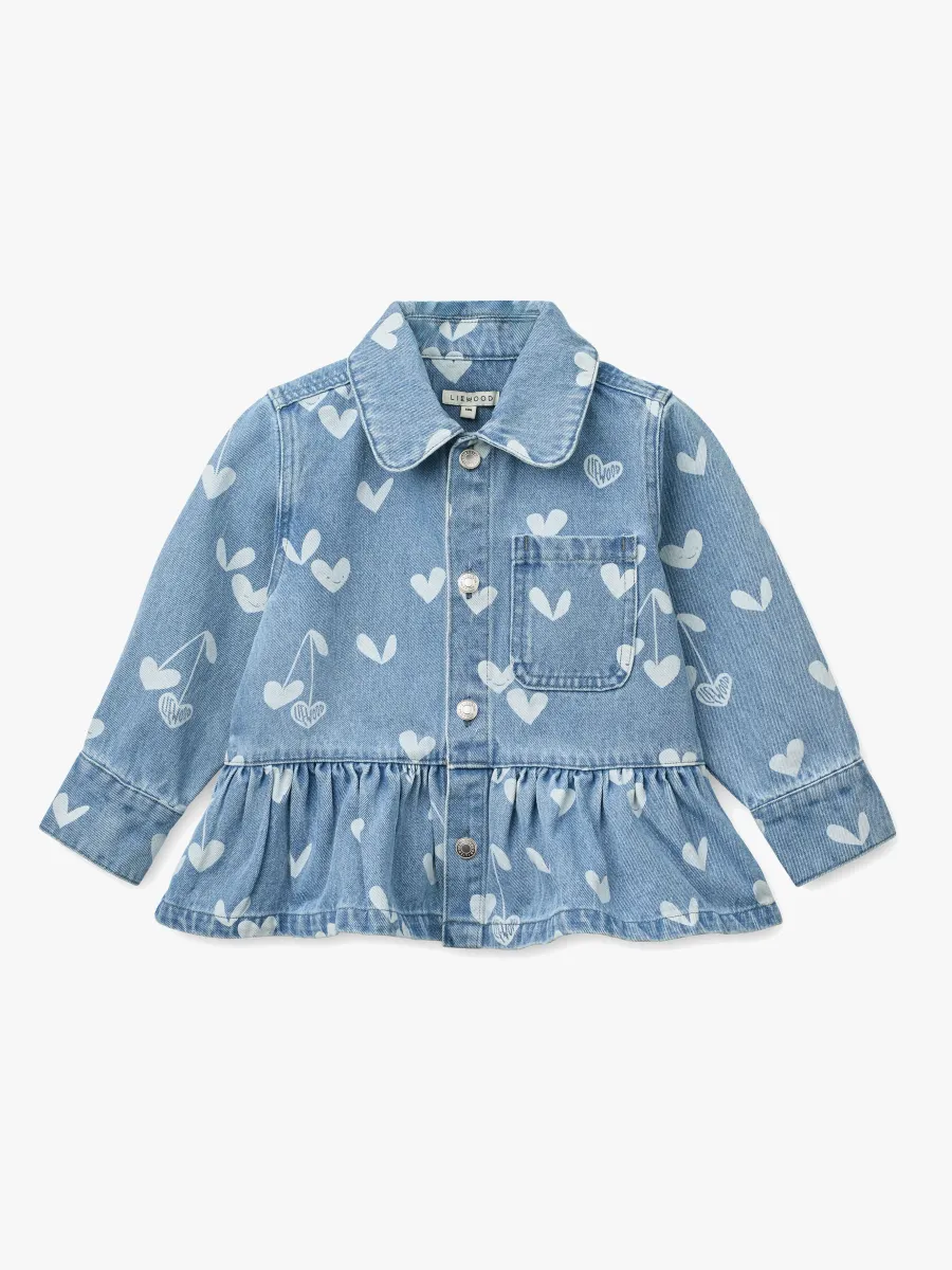 LIEWOOD Printed Denim Overshirt, Sweethearts/Light Blue Denim, 128