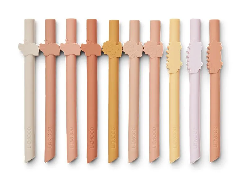 Liewood sugrör Badu 10-pack, safari/rose multi mix