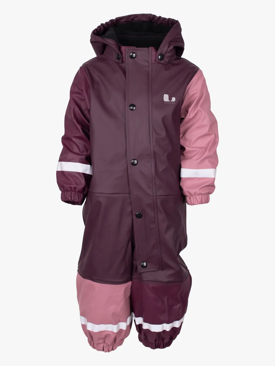 Lindberg Fagerhult Fodrad Regnoverall, Plum/Dry Rose, 74