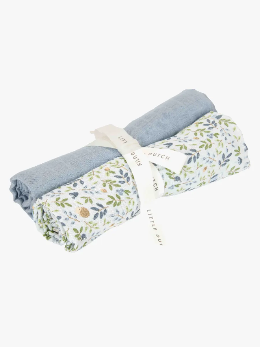 Little Dutch Forest Adventure &  Denim Blue Muslinfiltar 2-Pack, Blå