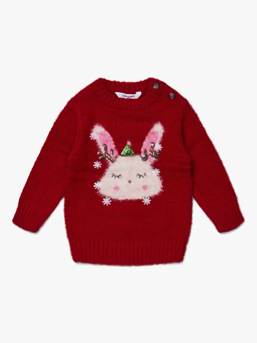 Luca &  Lola Baby Tröja Winter Bunny, Red 68