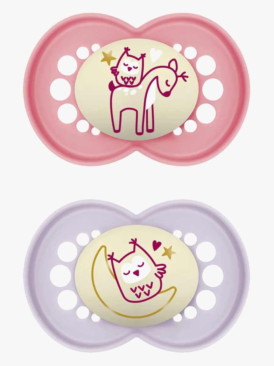 MAM Original Night Silikon Nappar 2-Pack 16-36m, Rosa