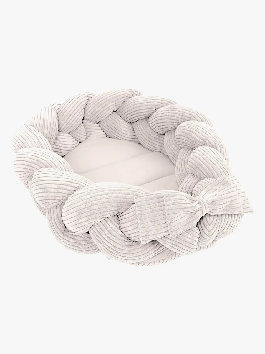 MeowBaby Aesthetic Babynest med Flätat Skydd, Ecru