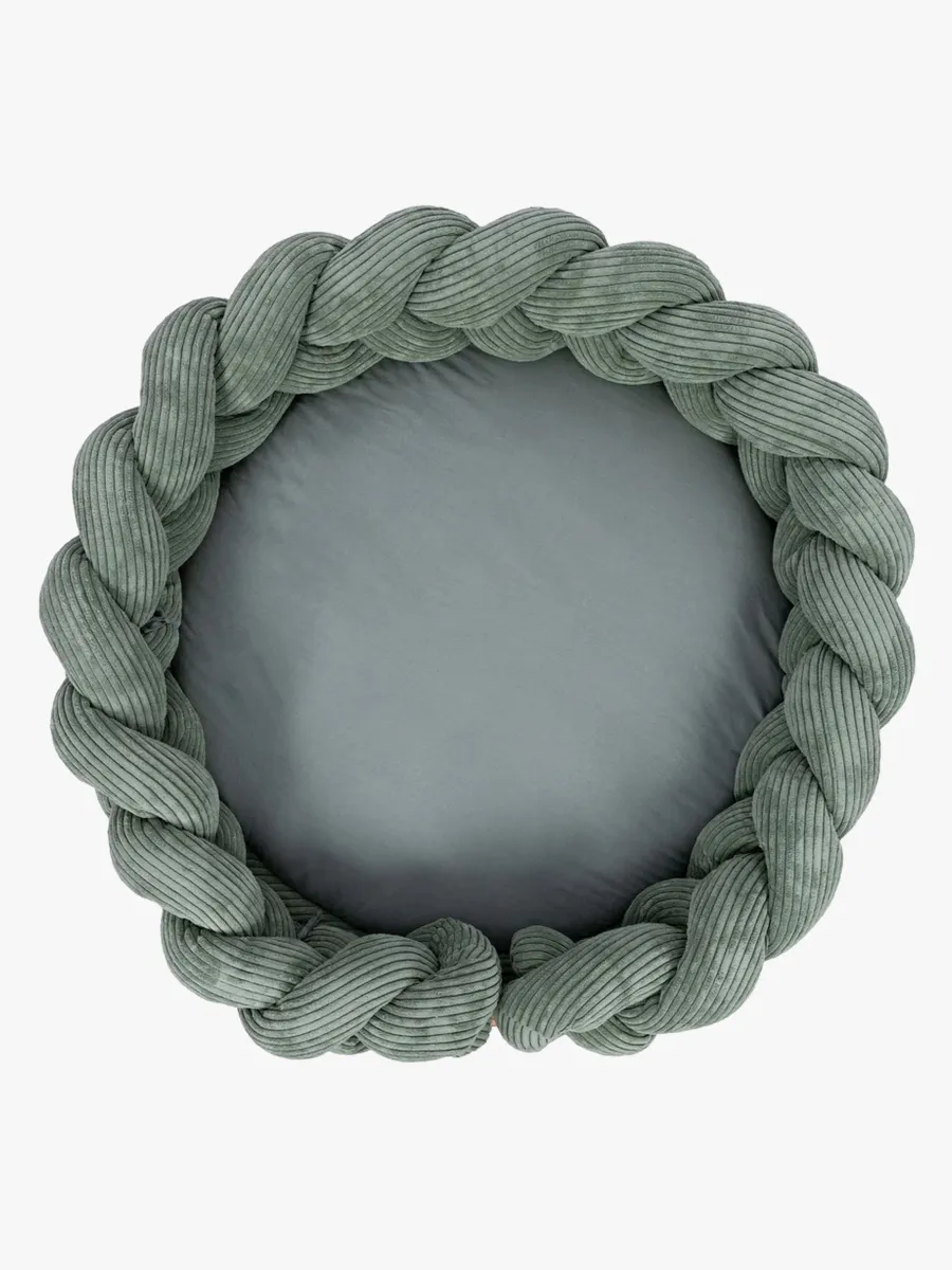 MeowBaby Aesthetic Babynest med Flätat Skydd &  Lekmatta, Olive Green