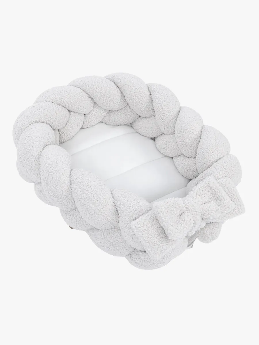 MeowBaby Bearly Babynest med Flätat Skydd, Offwhite
