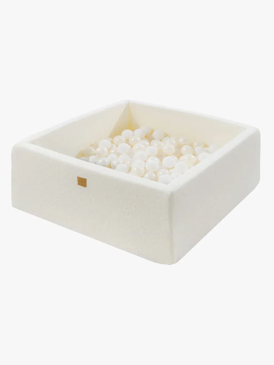MeowBaby Boucle Square Bollhav, White/White Pearl
