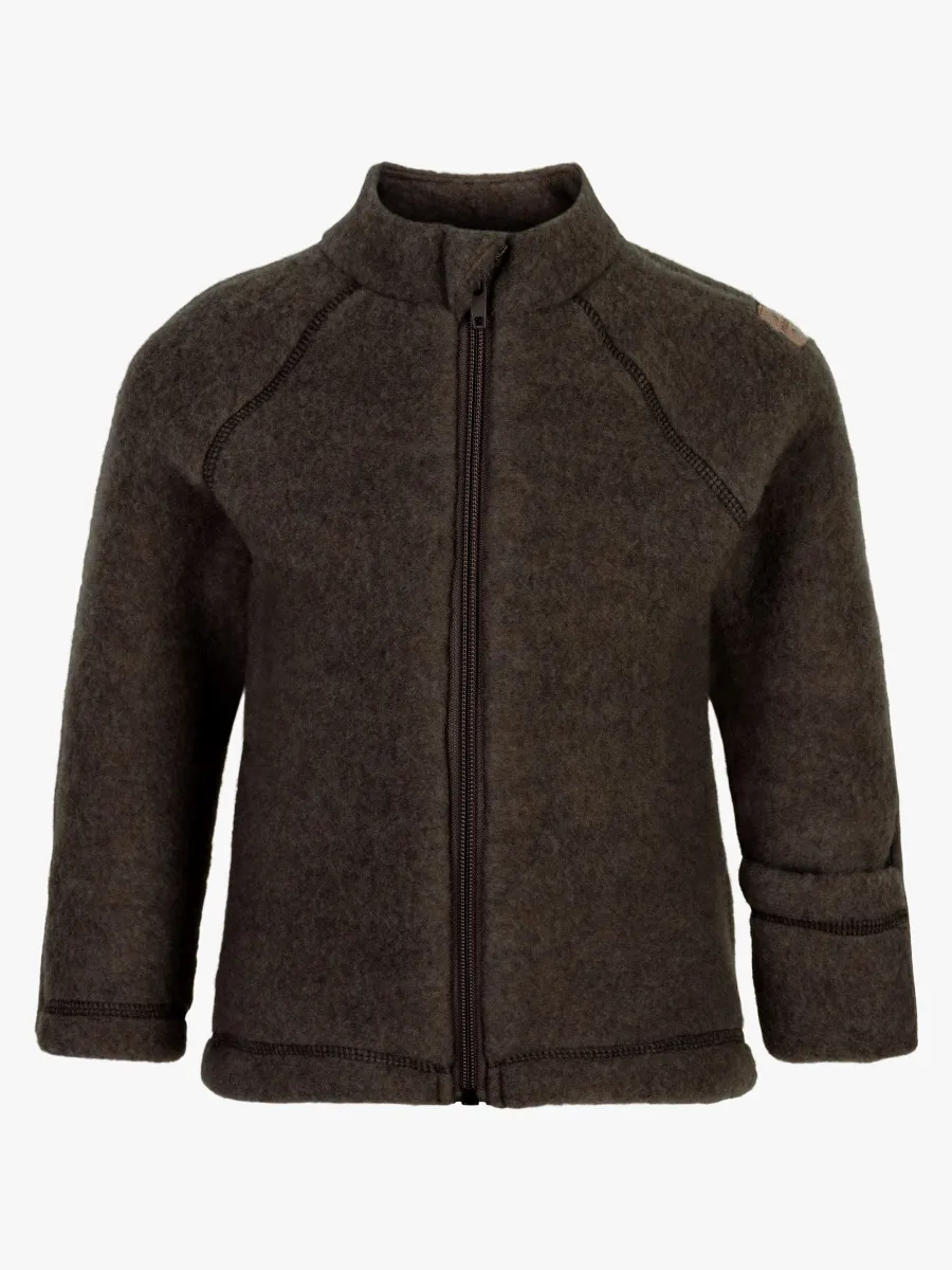 Mikk-Line Ullfleecejacka Baby, Dark Brown Melange, 80