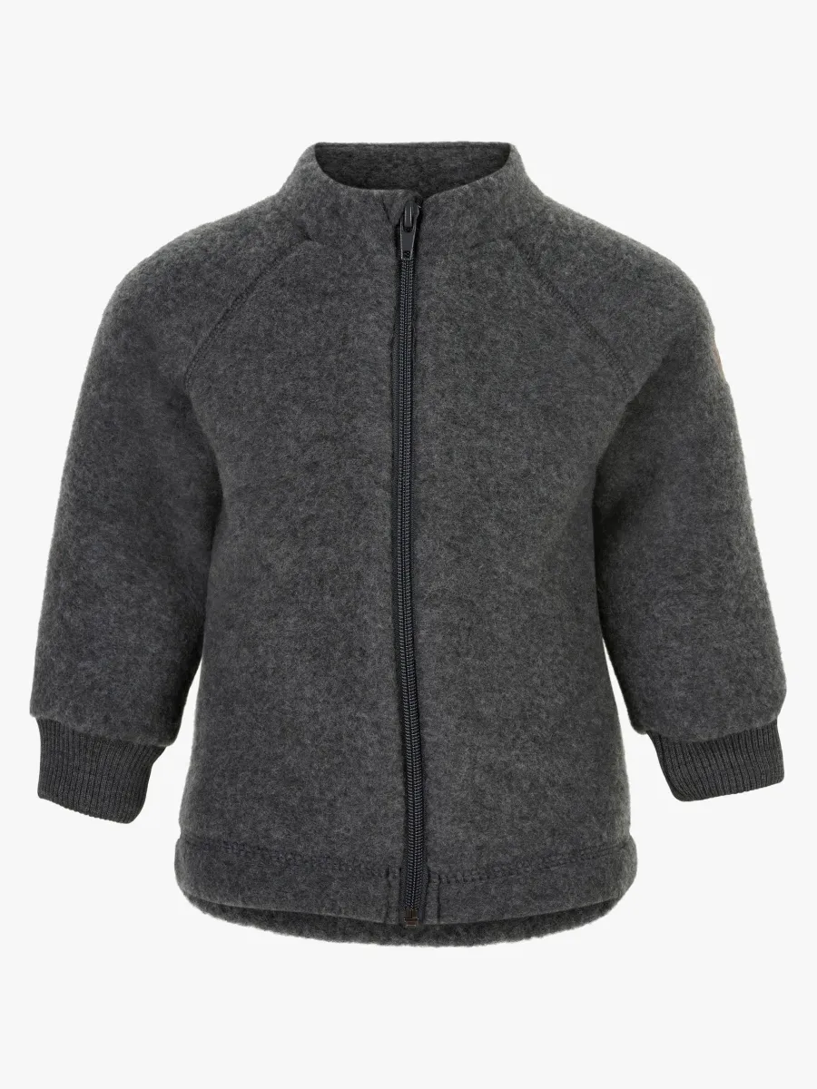 Mikk-Line Ullfleecejacka Barn, Anthracite Melange, 128