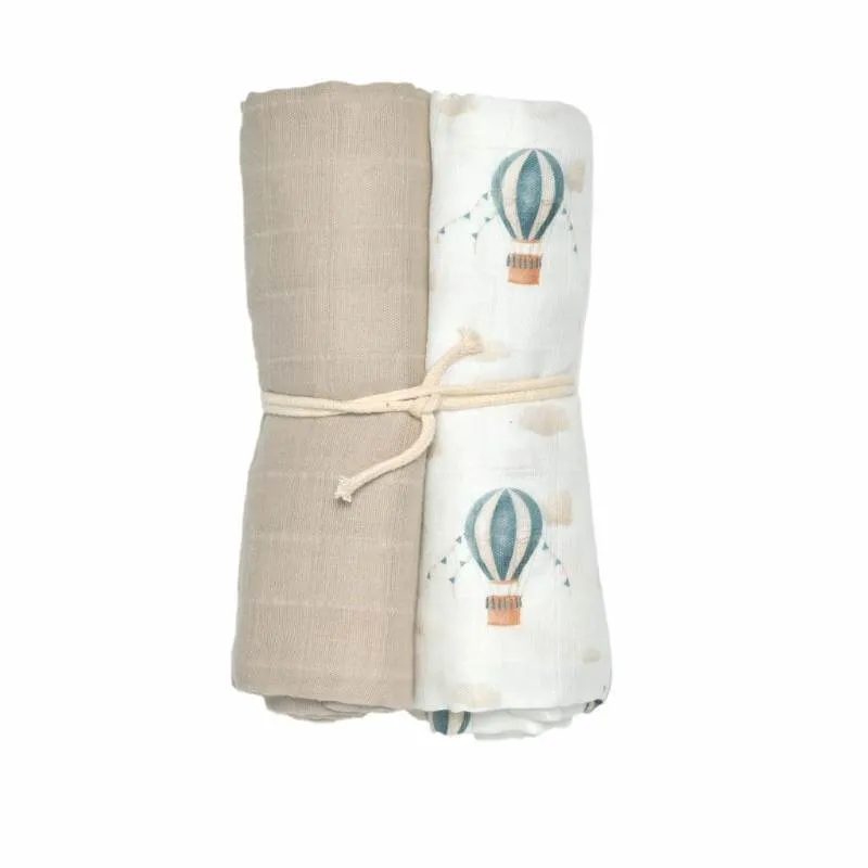 Mini Dreams muslinfilt 70x70 cm 2-pack, vintage balloon blå