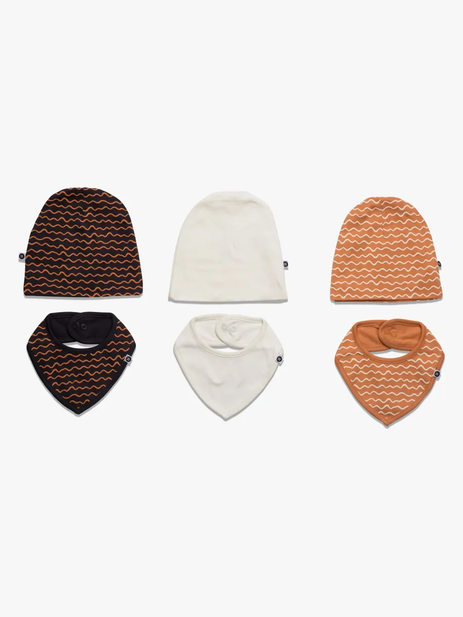 MiniMys Mössa &  Bib 6-Pack Yarn, Caramel 56-62