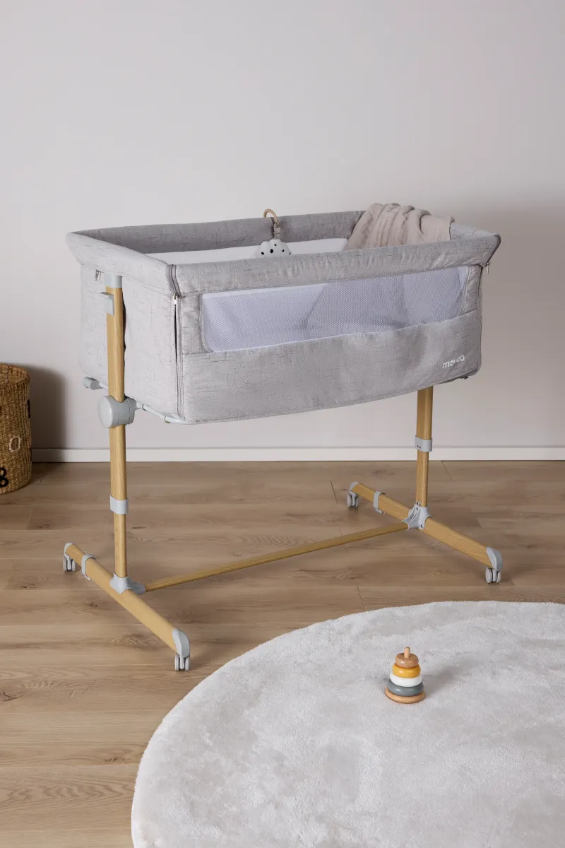 Moweo ELLIS Bedside Crib, Ljusgrå