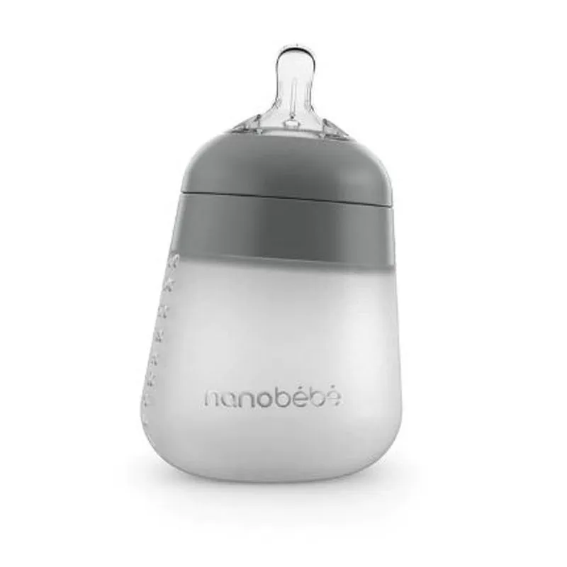 Nanobebe Flexy silikonflaska Anti-kolik 270 ml, grå