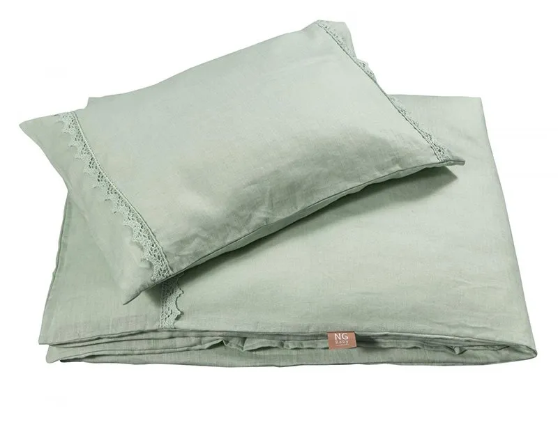 NG Baby påslakanset MOOD spets, sage green vagn/vagga