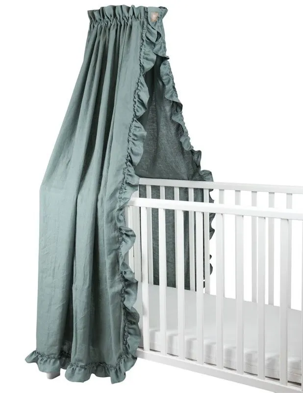 NG Baby sänghimmel med volang, MOOD petrol green