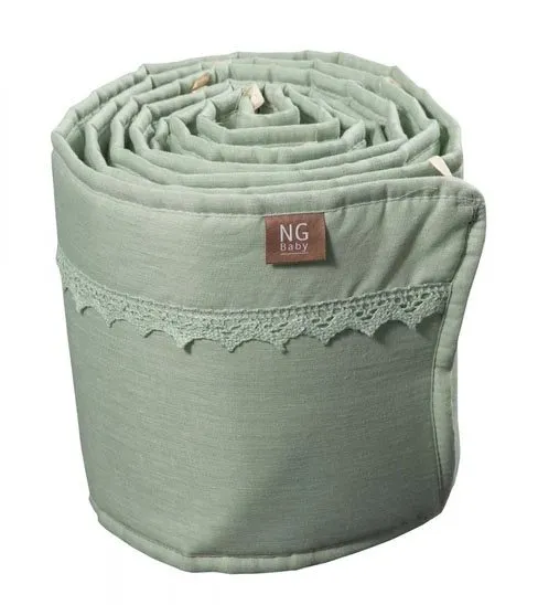 NG Baby spjälskydd spjälsäng, MOOD med spets sage green