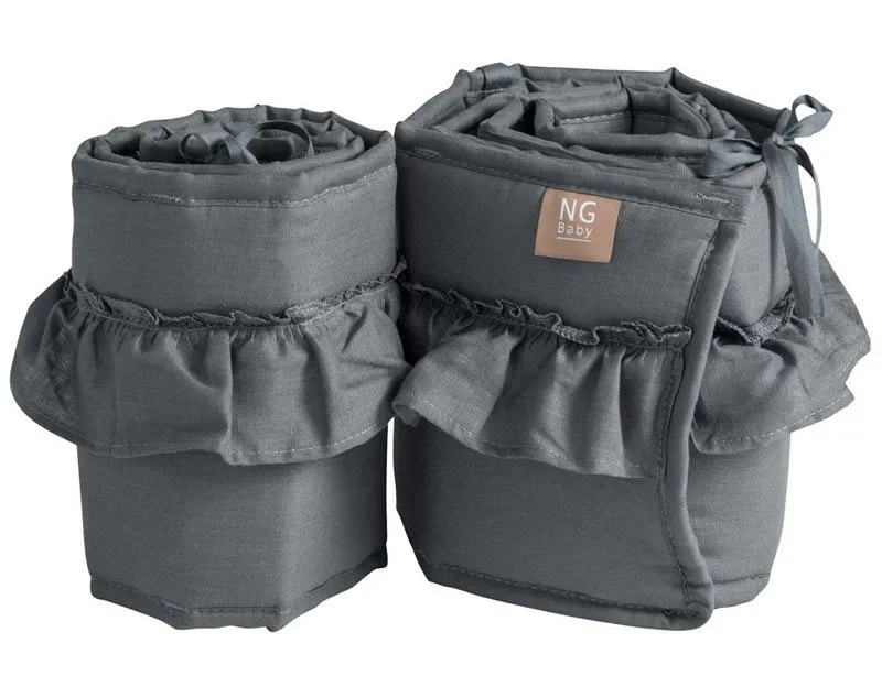 NG Baby spjälskydd spjälsäng, MOOD volang graphite