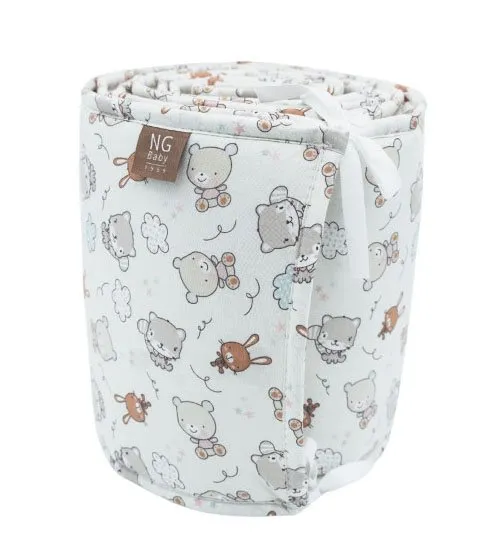 NG Baby spjälskydd spjälsäng, Teddy & Friends offwhite