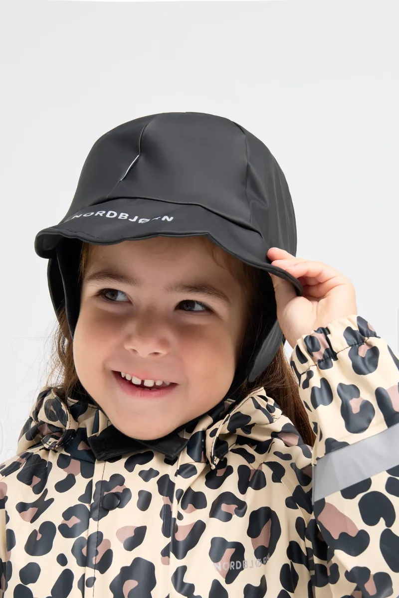 Nordbjørn Korsö Fodrad Regnmössa, Solid Black, 0–2 år