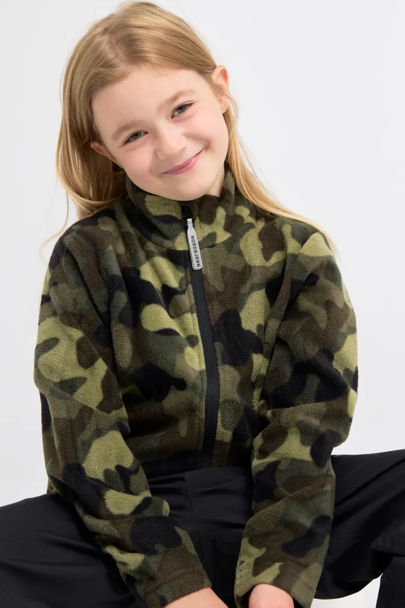 Nordbjørn Malö Fleecejacka, Camo Splash Deep Lichen Green, 110-116
