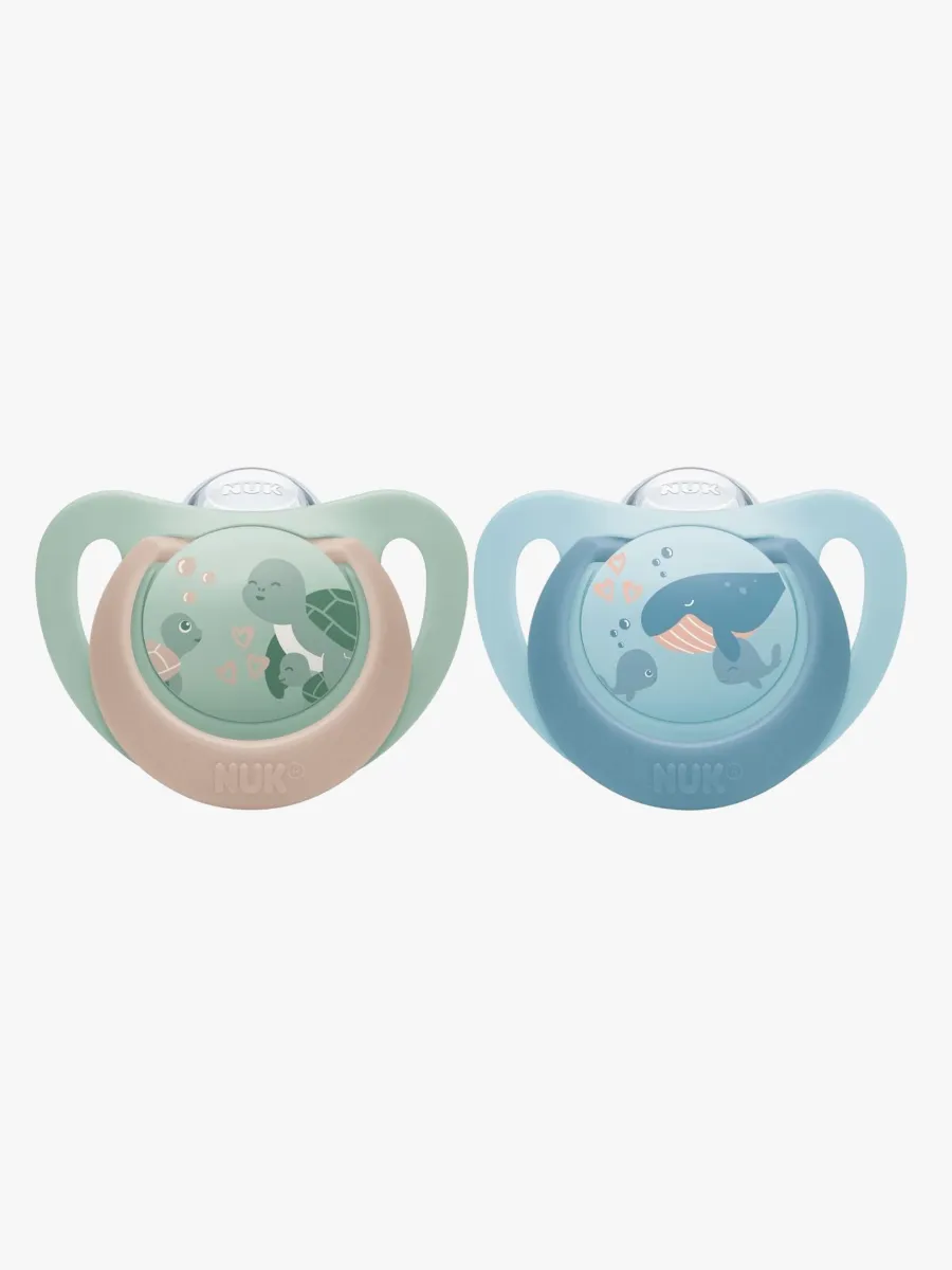 NUK First Choice Classic Napp 2-Pack Stl 2, Turtle/Whale