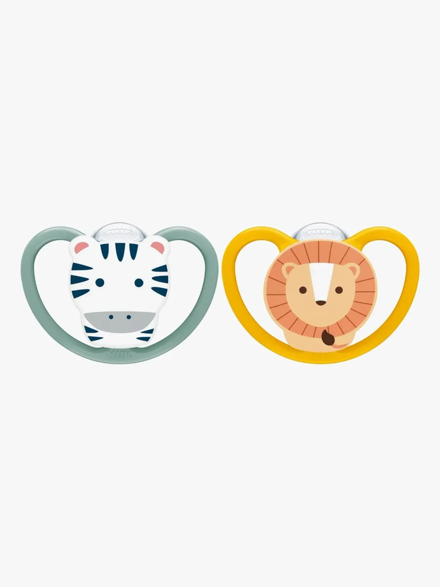 NUK Perfect Match Air Napp 2-Pack Stl 2, Zebra/Lion