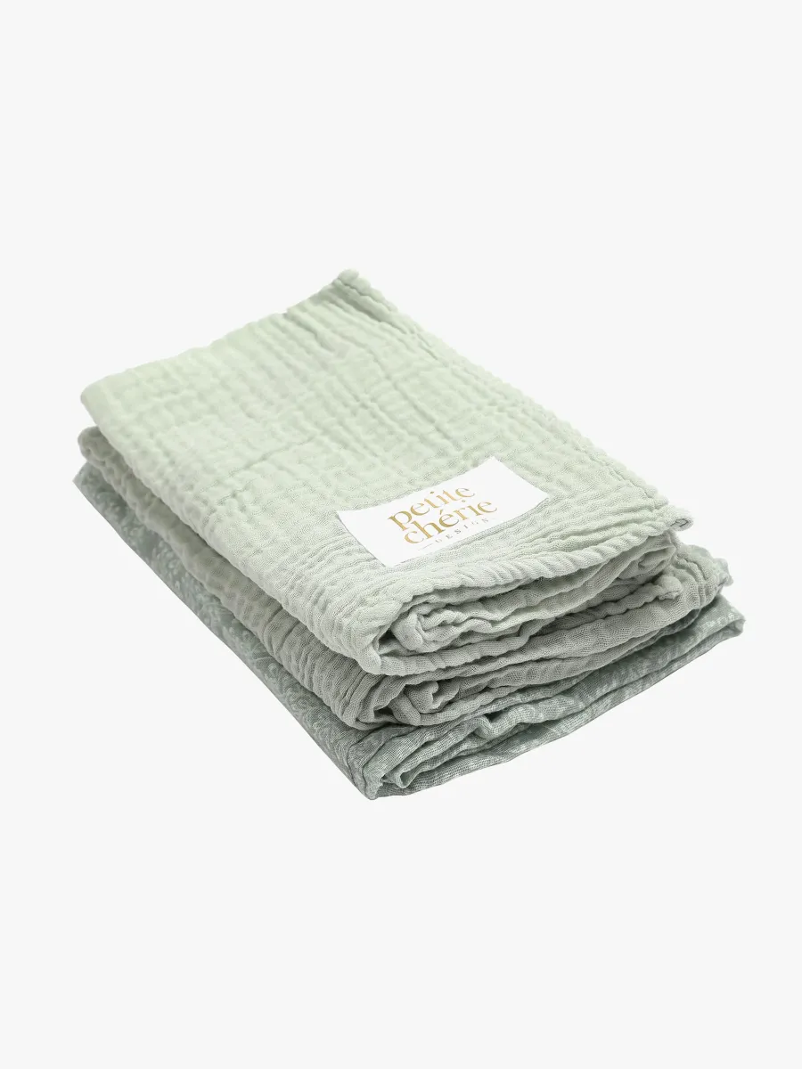 Petite Chérie Muslinfilt 3-pack, Light Green