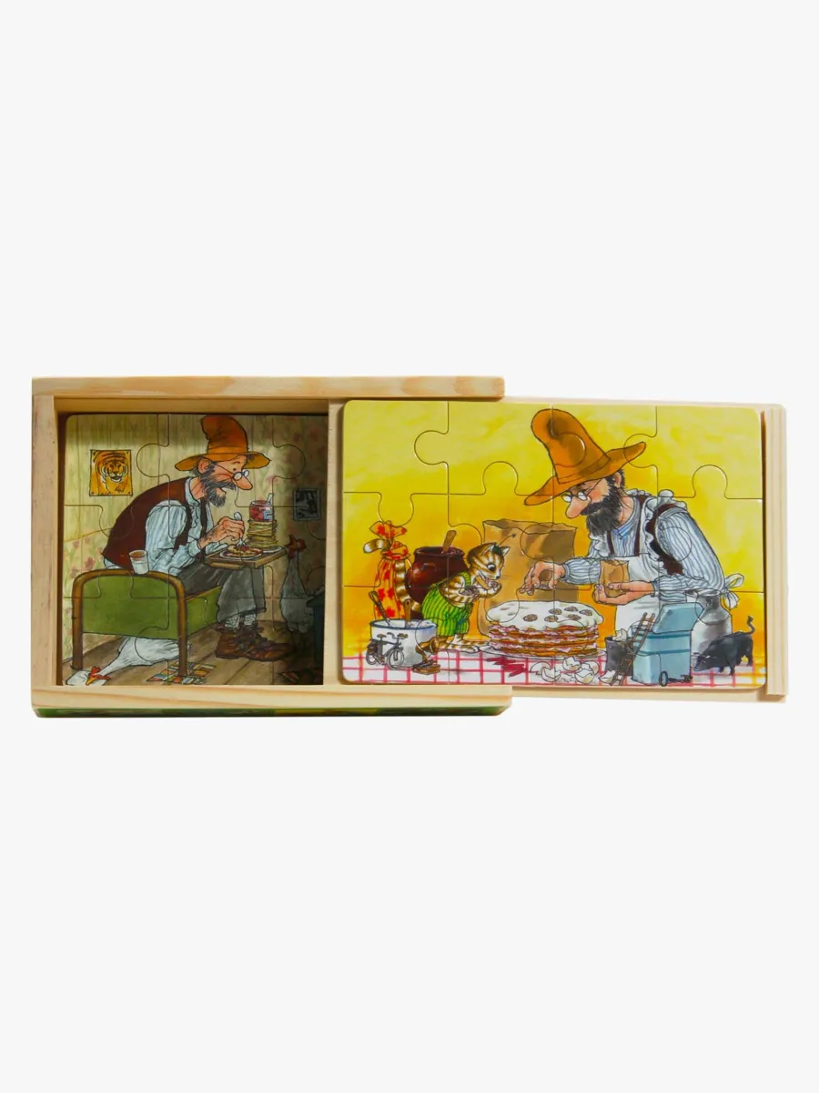 Pettson och Findus Träpussel 4-pack, 4x12 bitar
