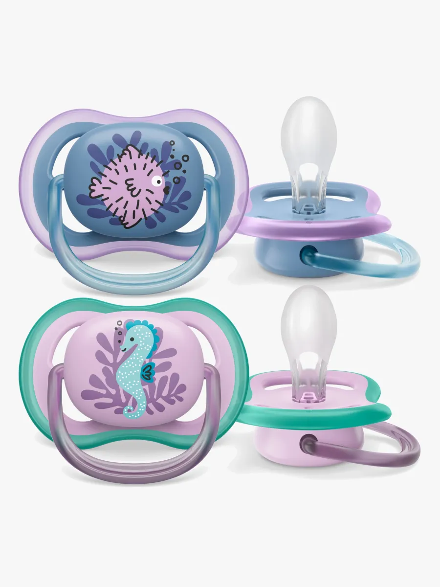 Philips Avent Ultra Air Deco Napp 2-Pack 6-18m, Blå/Lila