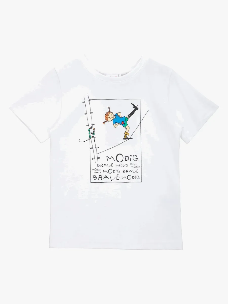 Pippi Långstrump  Modig T-shirt, Vit, 110-116