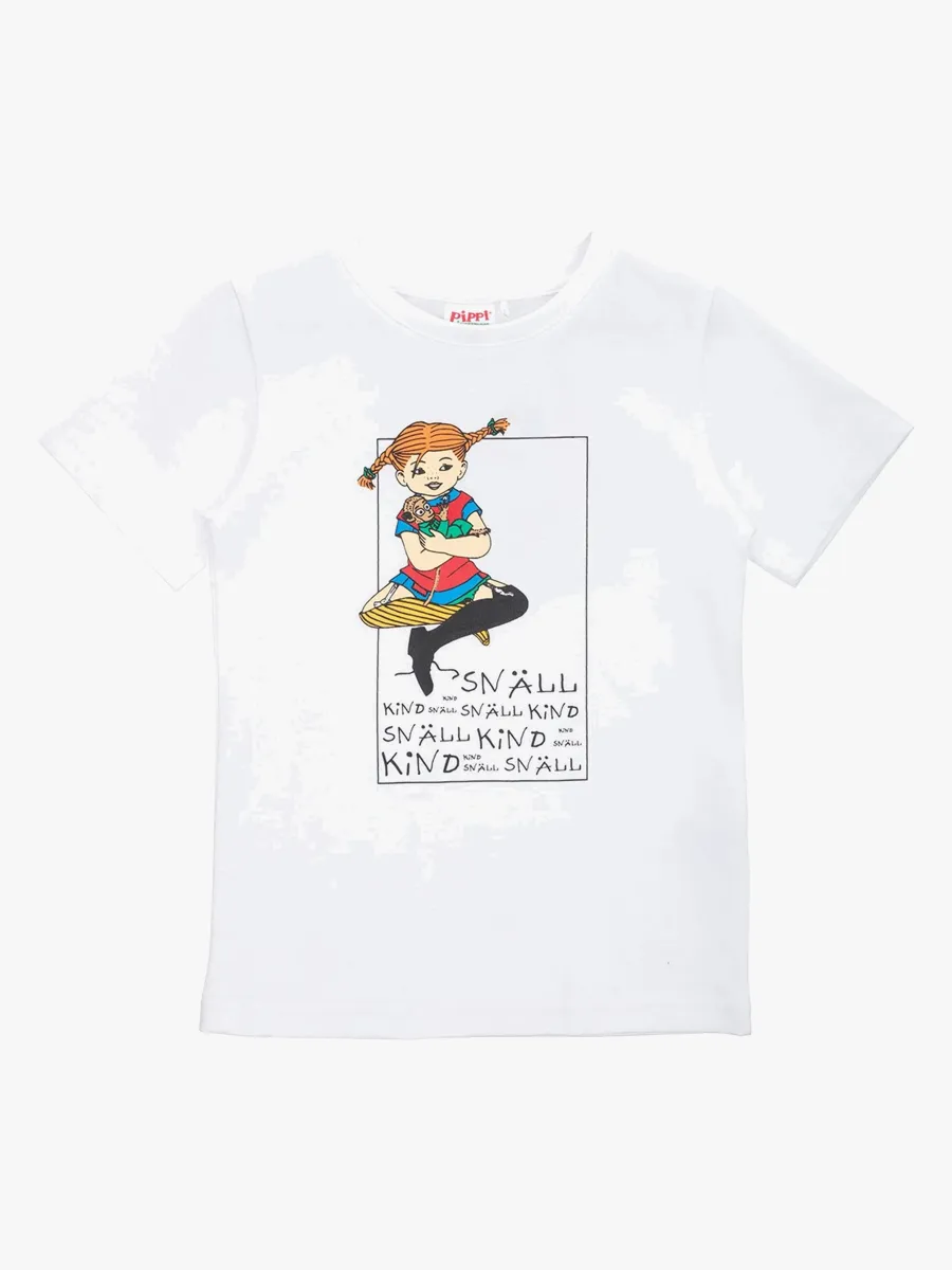 Pippi Långstrump  Snäll T-shirt, Vit, 134-140