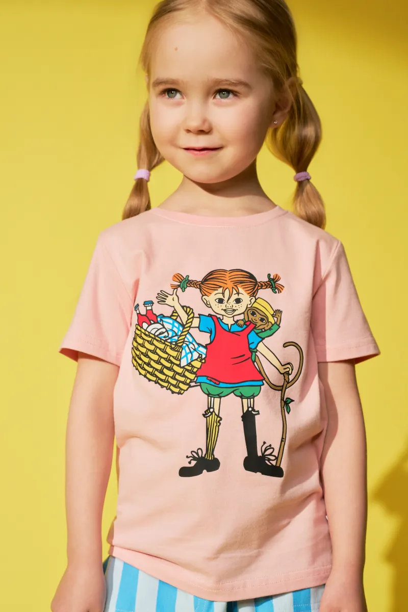 Pippi Långstrump X Martinex Picknick T-shirt, Rosa, 104
