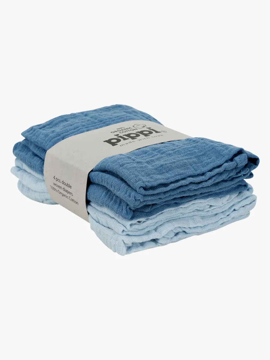 Pippi Muslinfilt 4-pack, Baby Blue