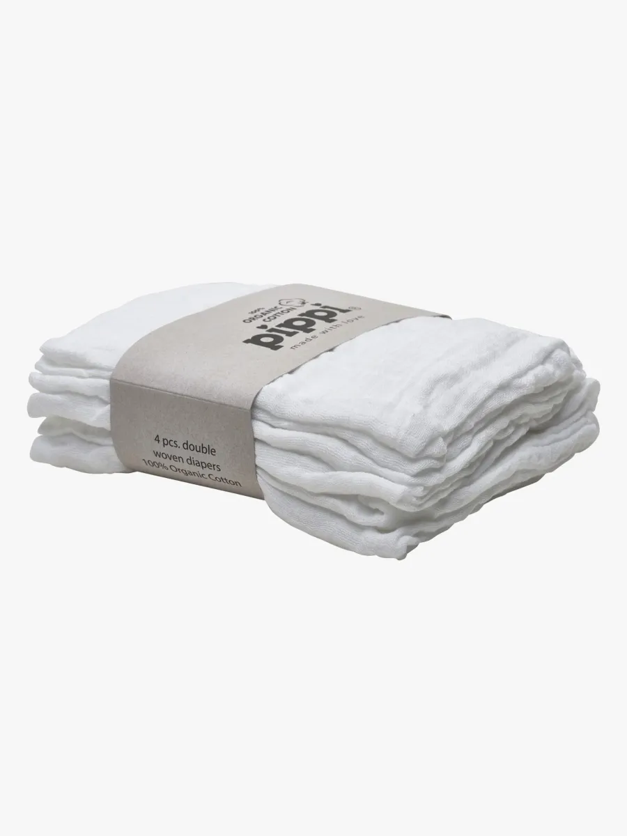 Pippi Muslinfilt 4-pack, White