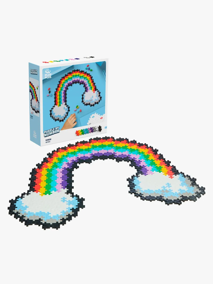 Plus-Plus Puzzle By Number Regnbåge Och Enhörning 500 Delar