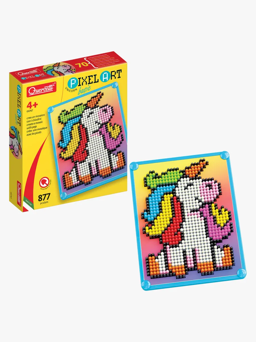 Quercetti Pixel Art Pysselset Basic Enhörning 877 Delar