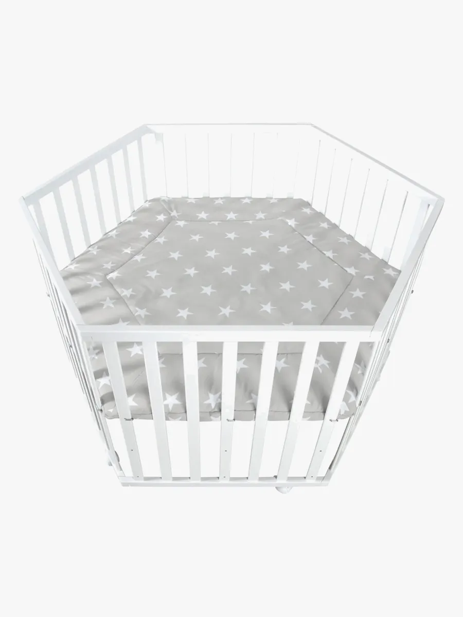 Roba Hexagon Lekhage med Hjul, Little Stars White
