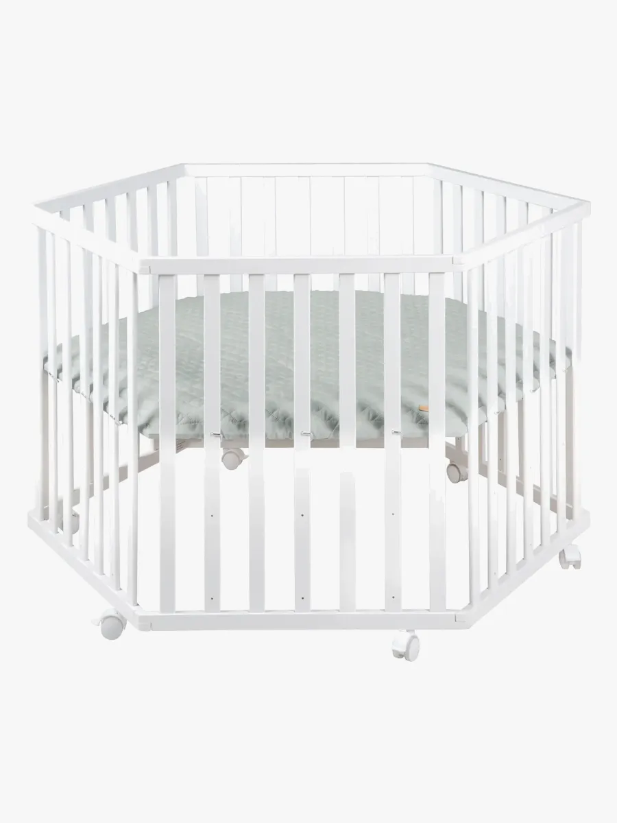 Roba Hexagon Lekhage med Hjul, White &  Green