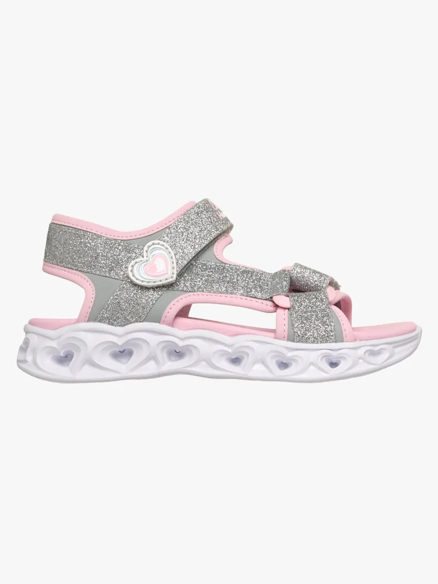Skechers Heart Lights  Blinkande Sandaler, Silver, 23
