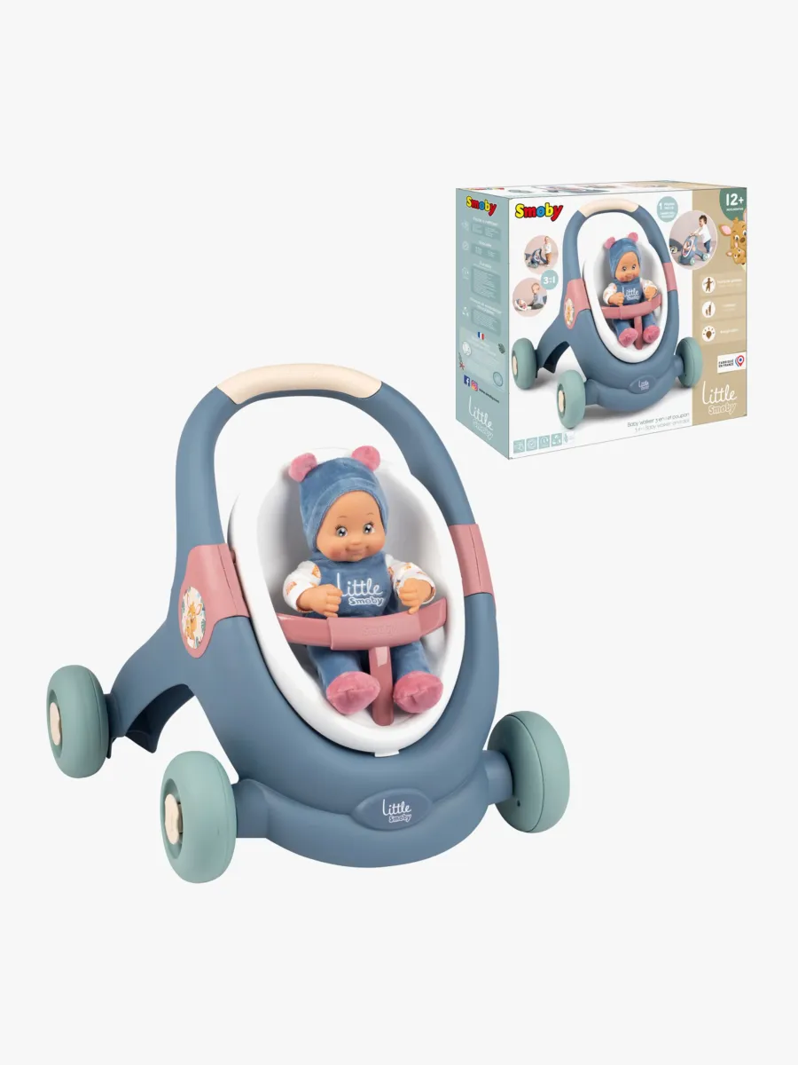 Smoby Little Smoby 3-i-1 Lära-gå-vagn med Docka
