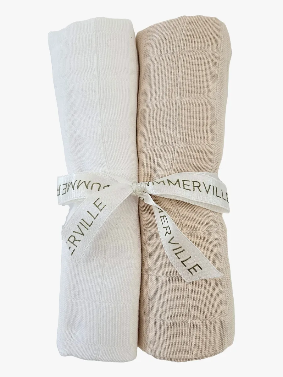 Summerville Organic Muslinfilt 2-Pack, Sandshell/White
