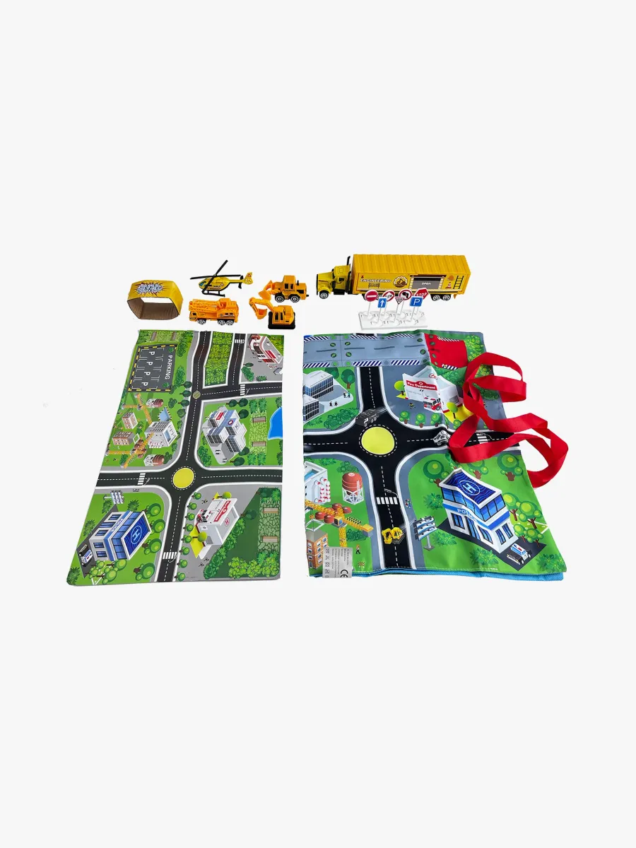 Suntoy Container Truck Lekset med Matta 14 Delar  Arbetsfordon